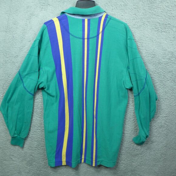 Vintage Cutter and Buck Green Striped Polo Shirt Men's Size Medium Made in USA - Picture 9 of 12